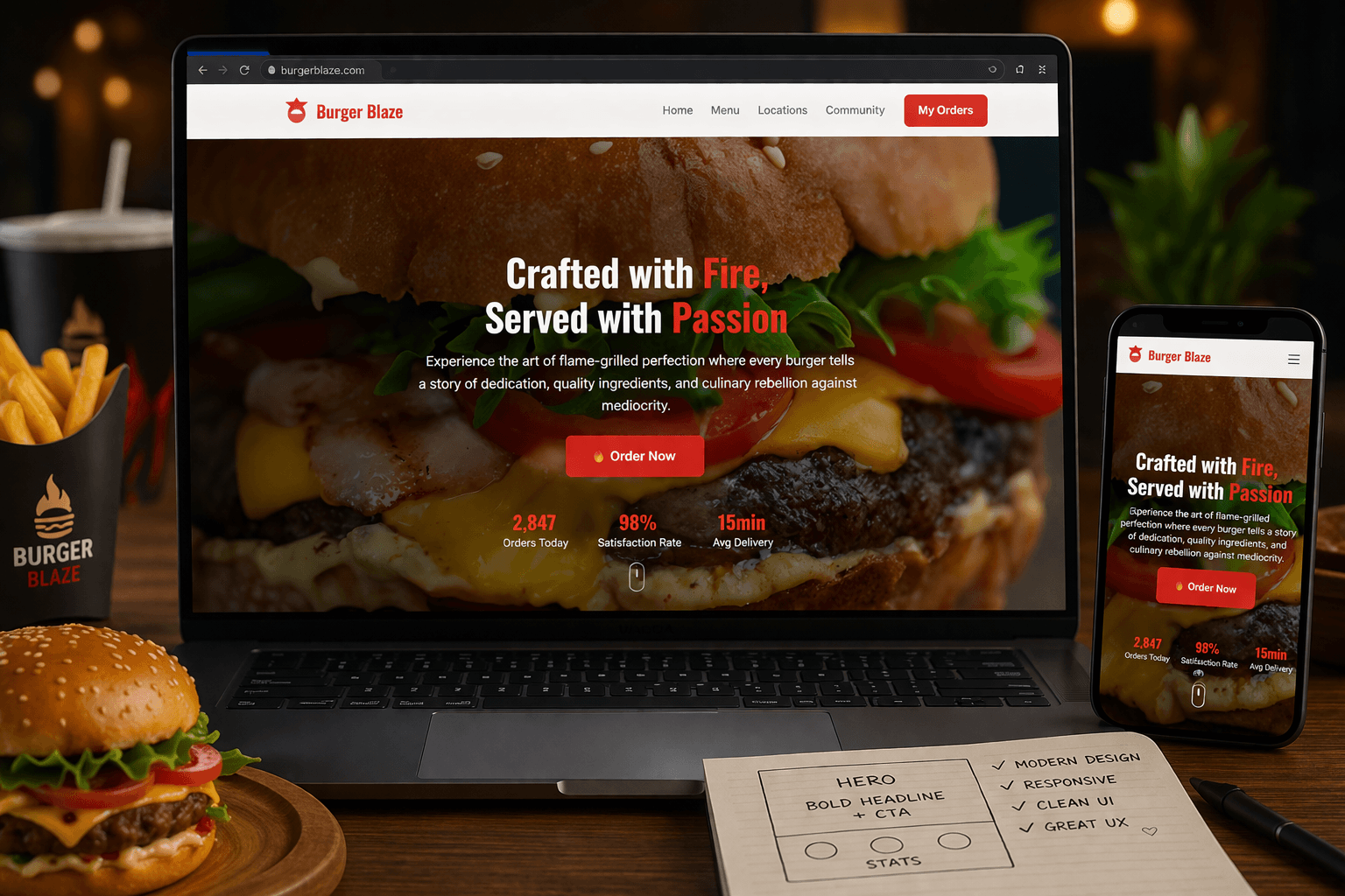 Burger Restaurant Website Concept Build